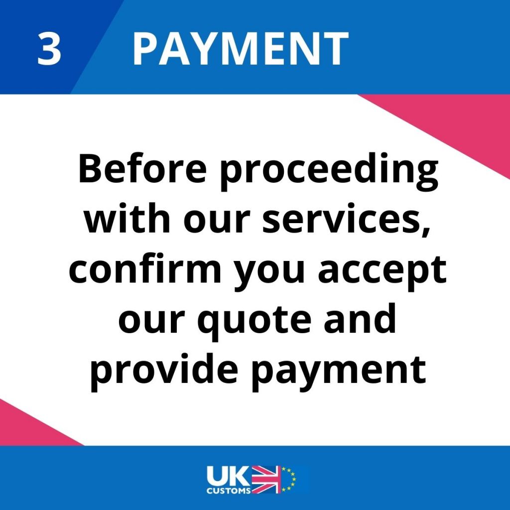 Step 3: Before proceeding with our services, confirm you accept our quote and provide payment.